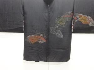 大正ロマン　漆地紙に桐梅模様織出し一ツ紋絵羽織